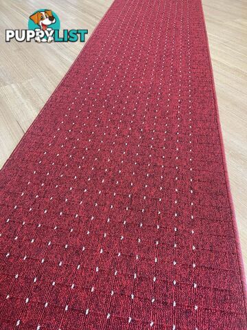 Roma Dots Red Hallway Runner 80CM Wide 15.5M 