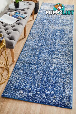 Evoke Oasis Navy Transitional Runner Rug 400X80CM  - EVO-252-NAVY-400X80