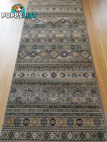 Afghan Wedgwood Blue Hallway Runner 80CM Wide 8.5M  - Afghan 135 Wedgwood Blue