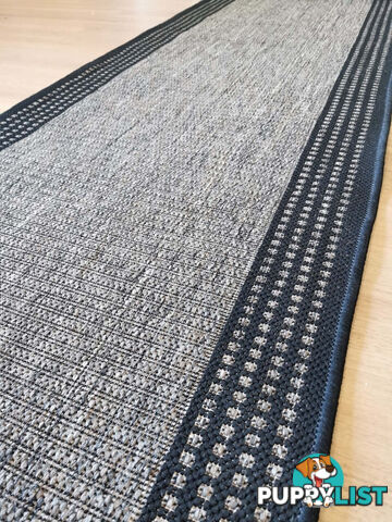 Sorrento Beige Black Border Hallway Runner Non Slip 80CM Wide 8.5M  - Seaspray 734/J48 H Grey 80CM