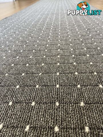 Roma Dots Dark Grey Hallway Runner 67CM Wide 3M  - Stanford Lead Sugar 67cm