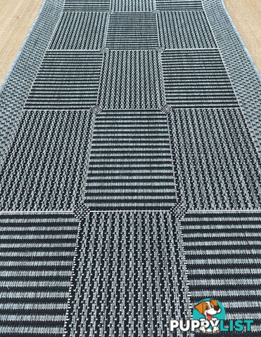 Suva Squares Black Grey 22 212 Hallway Runner Non Slip 11.5M  - Suva Black Grey 22/212