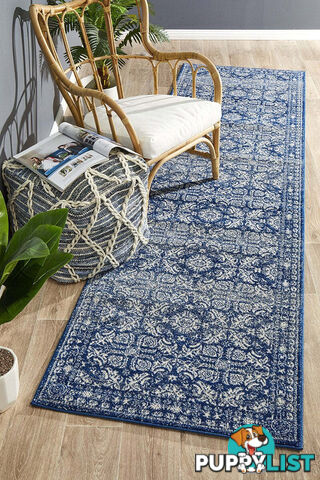 Mirage Gwyneth Stunning Transitional Navy Runner Rug 400X80CM  - MIR-358-NAV-400X80