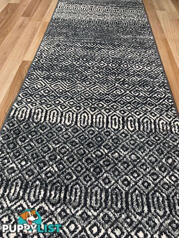 Seville Black White Hallway Runner 80CM Wide 10.5M  - AXON-E614633-574-Runner