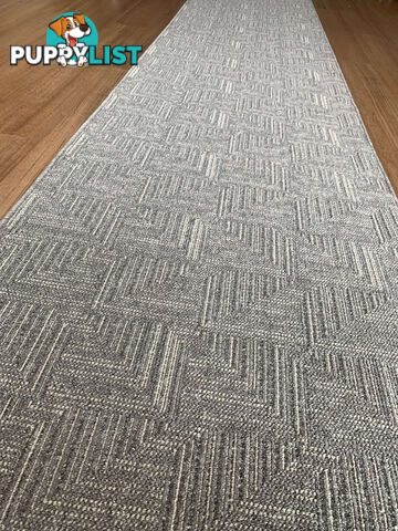 Roma Squares Grey Hallway Runner 80CM Wide 9M  - POLAR GREY SUGAR 80CM