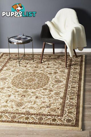 Medallion Rug Ivory with Ivory Border 400x80cm  - SYD-9-II-400X80