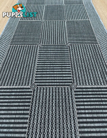 Suva Squares Black Grey 22 212 Hallway Runner Non Slip 1M  - Suva Black Grey 22/212