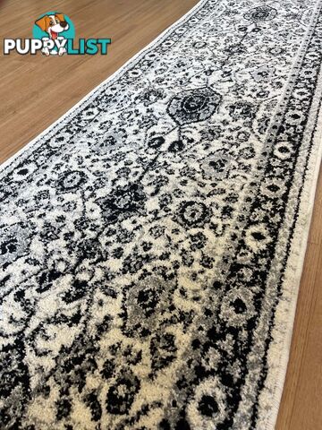 Seville Ivory Black Grey Hallway Runner 80CM Wide 1M  - AXON 614680