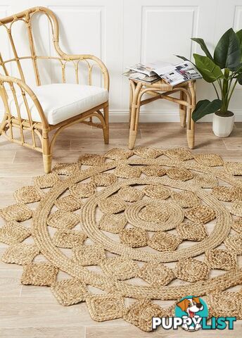 Round Jute Natural Tessellate Rug 200X200cm  - ATR-TES-NAT-200X200