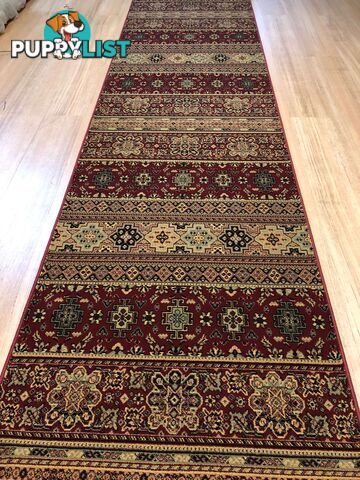 Afghan Red Hallway Runner 80CM Wide 10.5M  - Afghan 135 Red