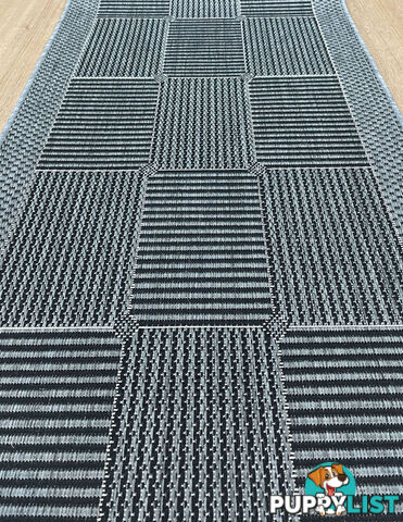 Suva Squares Black Grey 22 212 Hallway Runner Non Slip 14.5M  - Suva Black Grey 22/212