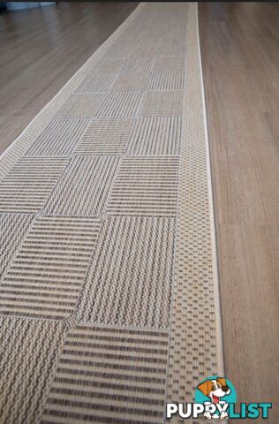 Suva Coffee Natural Squares 22 721 Hallway Runner Non Slip 13.5M  - 22 721 CN