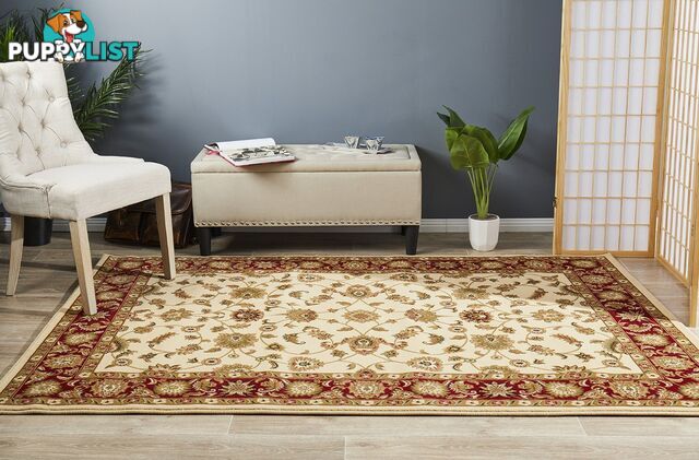 Classic Rug Ivory with Red Border 170x120cm  - SYD-1-IR-170X120