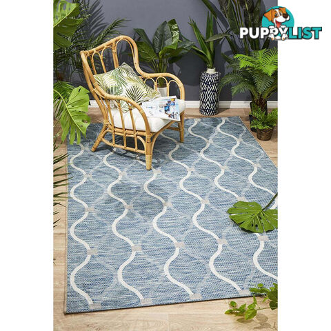 Terrace Denise Trellis Rug Blue 400X300CM  - TER-5501-BLU-400X300