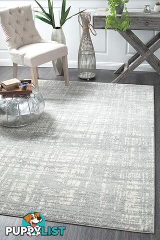 Mirage Ashley Abstract Modern Silver Grey Rug 500X80CM  - MIR-354-SIL-500X80