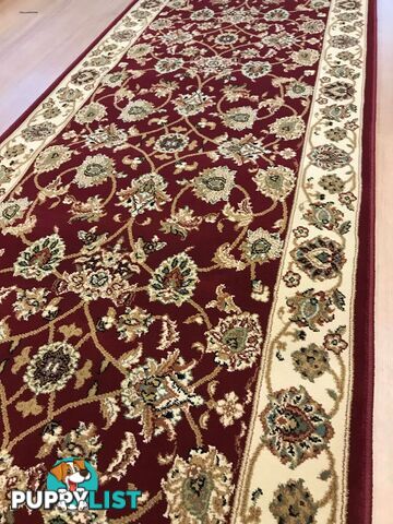 Traditional Hall Runner Agrabah Red Cream High Quality 4.5m  - Agrabah-173-Burgundy