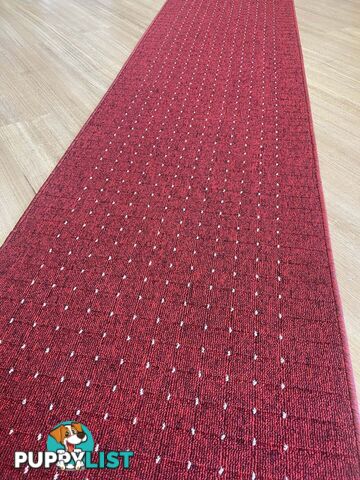 Roma Dots Red Hallway Runner 80CM Wide 1M 