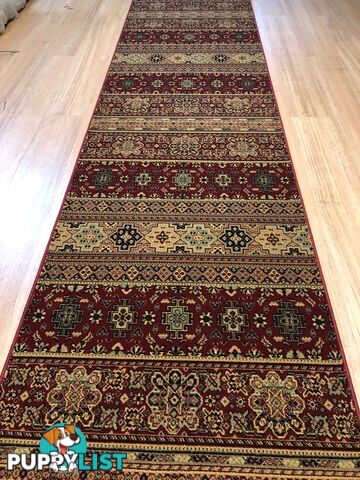 Afghan Red Hallway Runner 80CM Wide 9.5M  - Afghan 135 Red