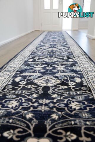 Verona Navy Hallway Runner 80CM Wide 9m  - 6256A NAVY VC