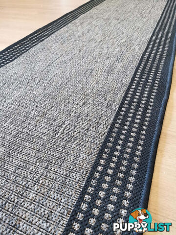 Sorrento Beige Black Border Hallway Runner Non Slip 80CM Wide 4.5M  - Seaspray 734/J48 H Grey 80CM