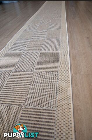 Suva Coffee Natural Squares 22 721 Hallway Runner Non Slip 16.5M  - 22 721 CN