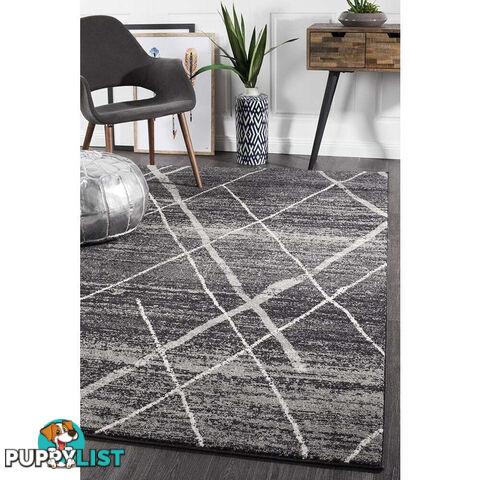 Oasis Noah Charcoal Contemporary Rug 400X80cm  - OAS-452-CHAR-400X80