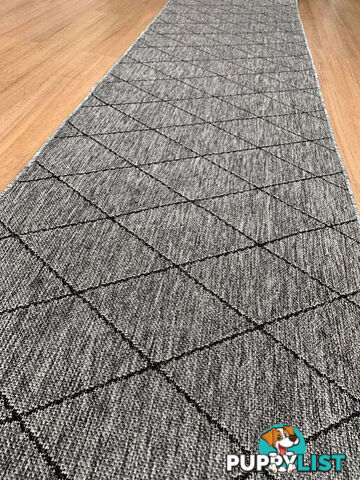 Chino 1931 Grey Black Hall Runner 80cm Wide Non-Slip 5M  - 1931 Silver Grey Black