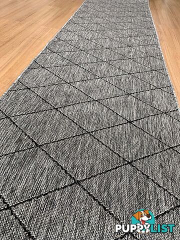 Chino 1931 Grey Black Hall Runner 80cm Wide Non-Slip 5M  - UPDAE SKU - 1931 Grey Black