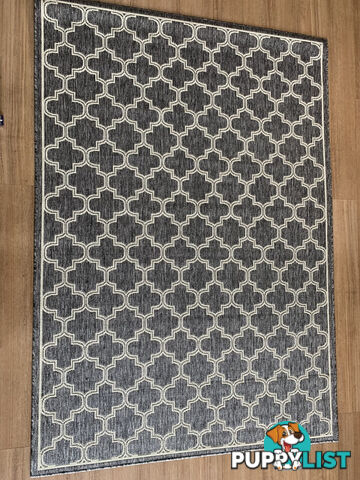 Moroccan Silver Ivory Flat Weave Non Slip Rug 160x230CM  - B2534-SILVGRYIVORY