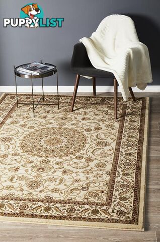 Medallion Rug Ivory with Ivory Border 300x80cm  - SYD-9-II-300X80