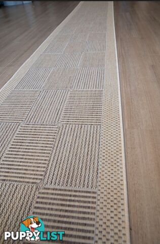 Suva Coffee Natural Squares 22 721 Hallway Runner Non Slip 2.5M  - 22 721 CN