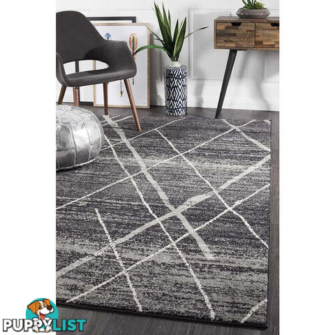 Oasis Noah Charcoal Contemporary Rug 500X80cm  - OAS-452-CHAR-500X80