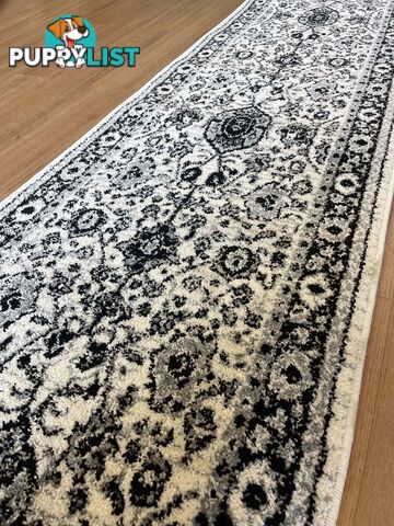 Seville Ivory Black Grey Hallway Runner 80CM Wide 12.5M  - AXON 614680