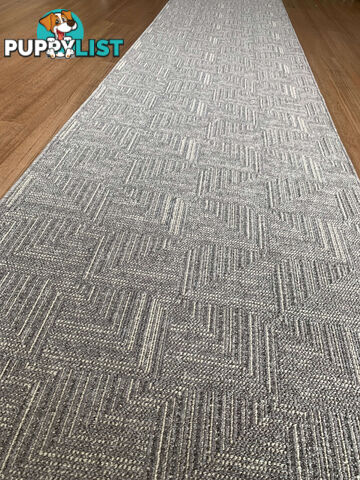 Roma Squares Grey Hallway Runner 80CM Wide 14.5M  - POLAR GREY SUGAR 80CM