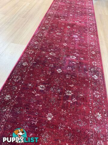 Tavarnelle Burgundy Cream Hallway Runner 80CM Wide 7M  - 6299