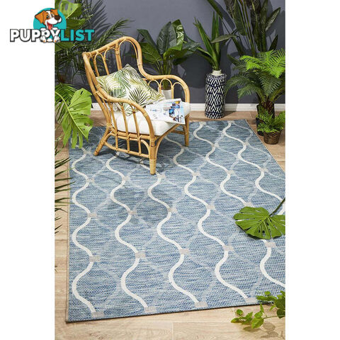 Terrace Denise Trellis Rug Blue 290X200CM  - TER-5501-BLU-290X200