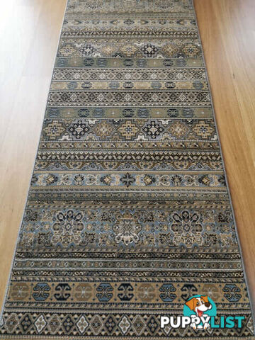 Afghan Wedgwood Blue Hallway Runner 80CM Wide 8M  - Afghan 135 Wedgwood Blue