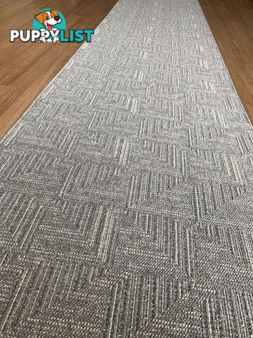 Roma Squares Grey Hallway Runner 80CM Wide 2M  - POLAR GREY SUGAR 80CM