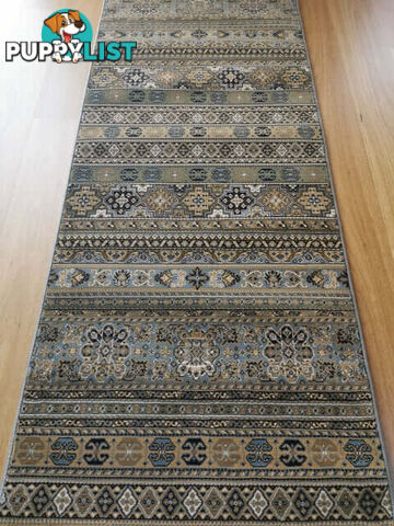 Afghan Wedgwood Blue Hallway Runner 80CM Wide 7M  - Afghan 135 Wedgwood Blue