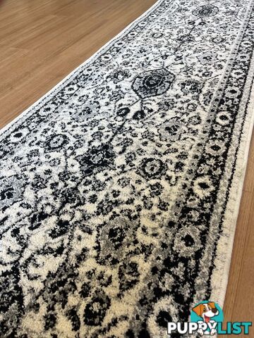 Seville Ivory Black Grey Hallway Runner 80CM Wide 9M  - AXON 614680