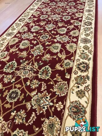 Traditional Hall Runner Agrabah Red Cream High Quality 5m  - Agrabah-173-Burgundy