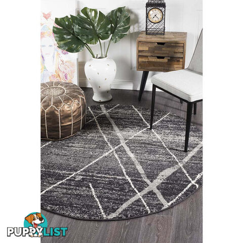 Oasis Noah Charcoal Contemporary Round Rug 200X200cm  - OAS-452-CHAR-200X200