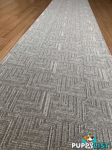 Roma Squares Grey Hallway Runner 80CM Wide 17M  - POLAR GREY SUGAR 80CM