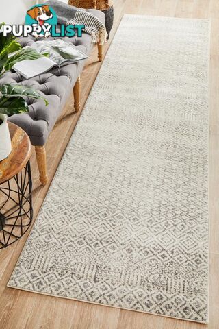 Evoke Diamond Grey Transitional Runner Rug 400X80CM  - EVO-265-GREY-400X80