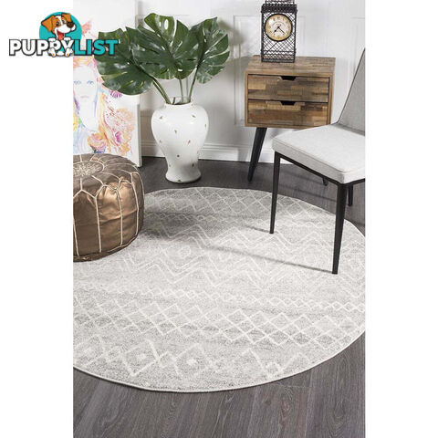 Oasis Nadia Grey Rustic Tribal Round Rug 200X200cm  - OAS-453-GRY-200X200