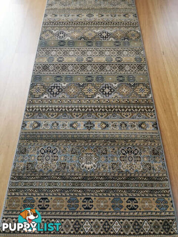 Afghan Wedgwood Blue Hallway Runner 80CM Wide 10M  - Afghan 135 Wedgwood Blue