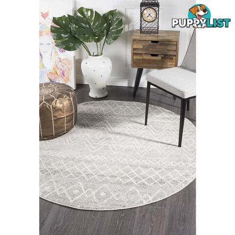 Oasis Nadia Grey Rustic Tribal Round Rug 240X240cm  - OAS-453-GRY-240X240