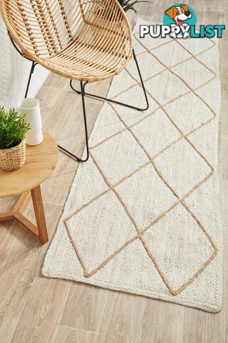 Noosa 222 White Runner Rug 400X80CM  - NSA-222-WHT-400X80