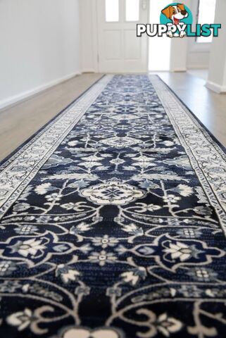 Verona Navy Hallway Runner 80CM Wide 14M  - 6256A NAVY VC