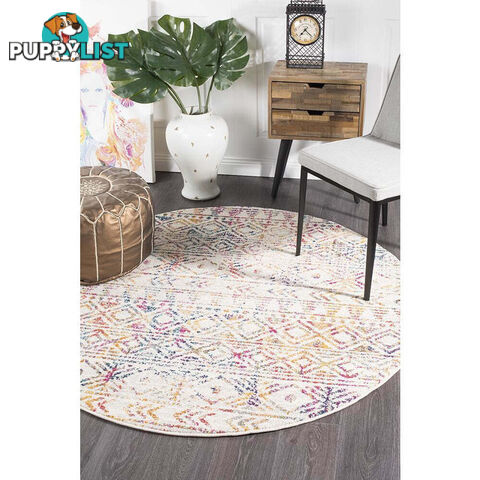 Oasis Ismail Multi Grey Rustic Round Rug 150X150cm  - OAS-456-MULT-150X150